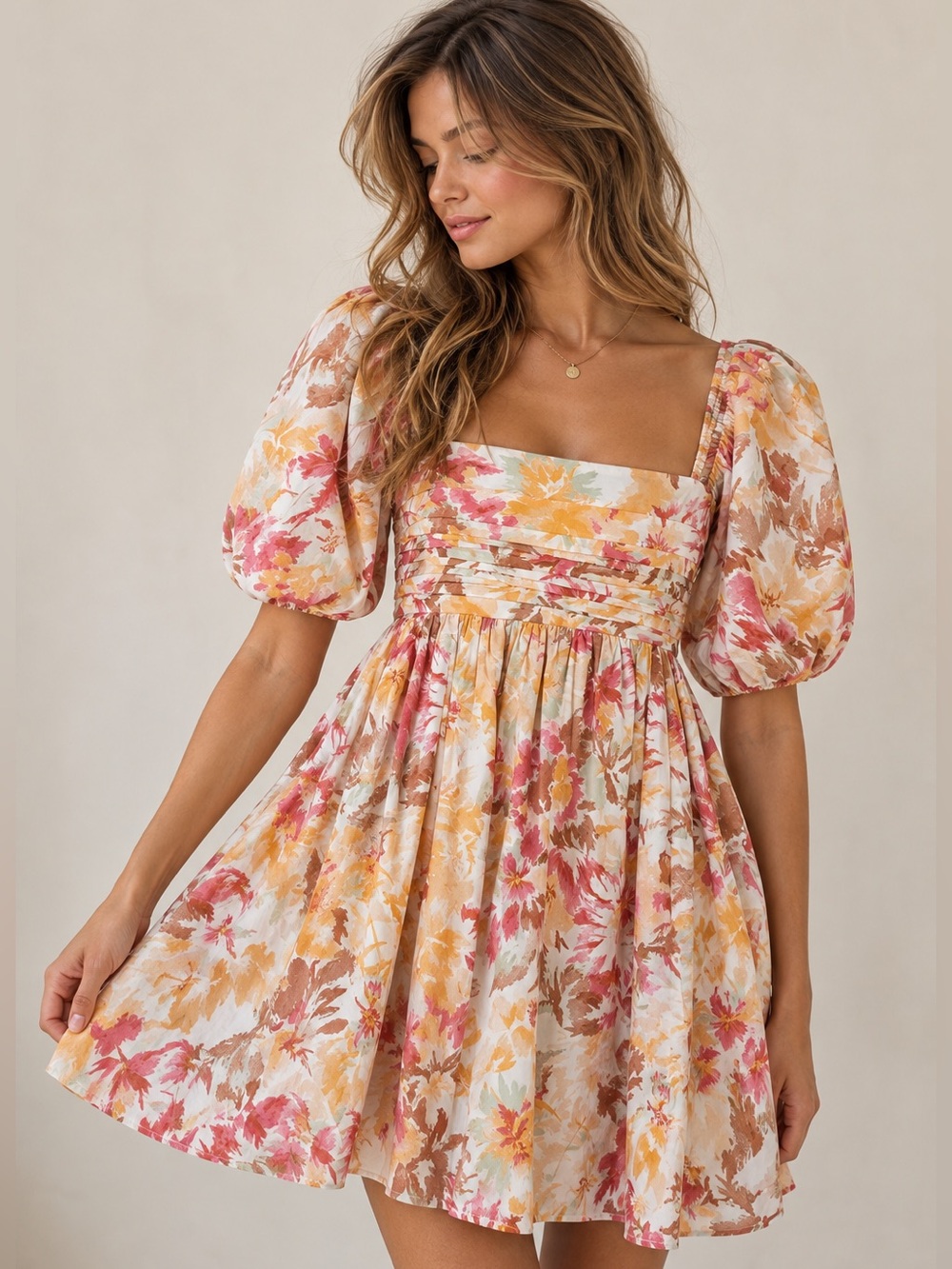 Abercrombie Emerson Poplin Puff Sleeve Floral Mini Dress NWT Small Tall